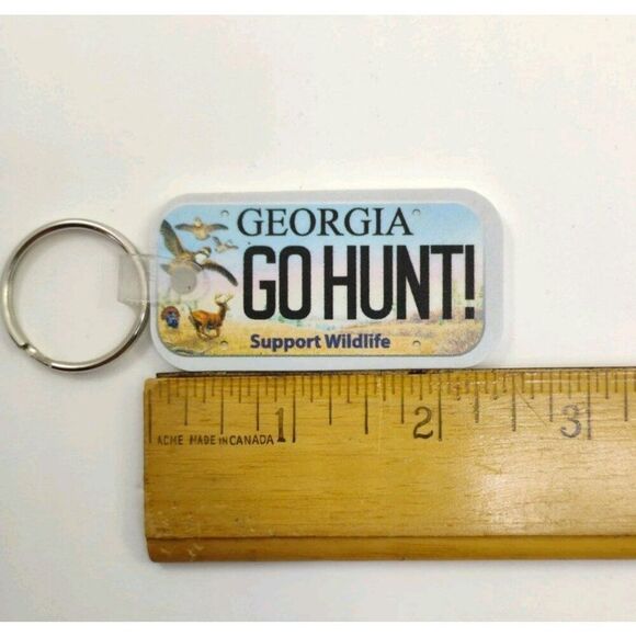 Georgia Keyring GO HUNT! Support Wildlife Keytag Key Holder Hard Rubber Material - Picture 6 of 10
